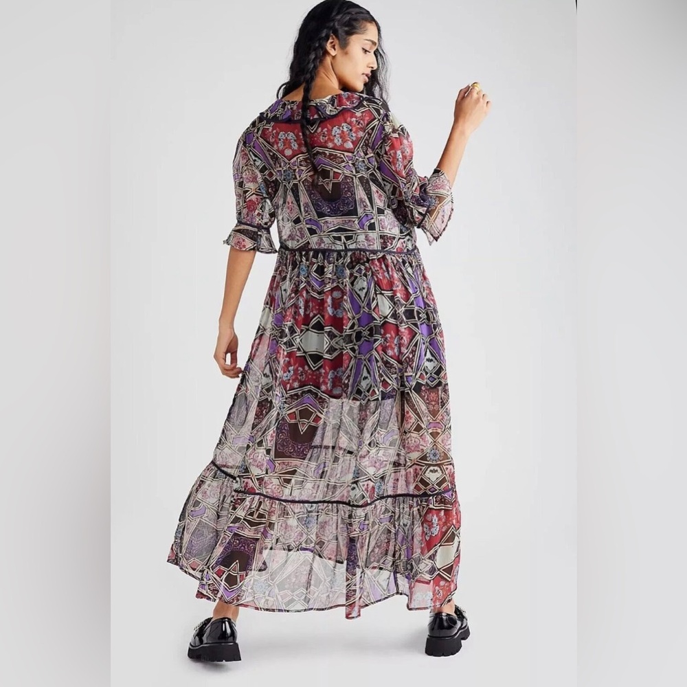 NWOT Free People Women's Black Combo Multi Color Carmella Printed Maxi Dress -XS - Picture 2 of 16